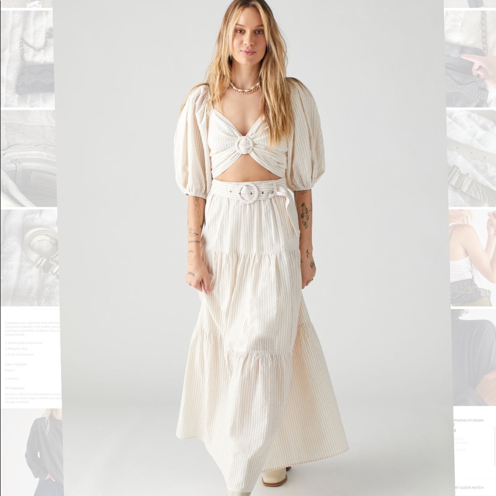 MINKPINK Lune Seersucker Top and Midi Skirt Set